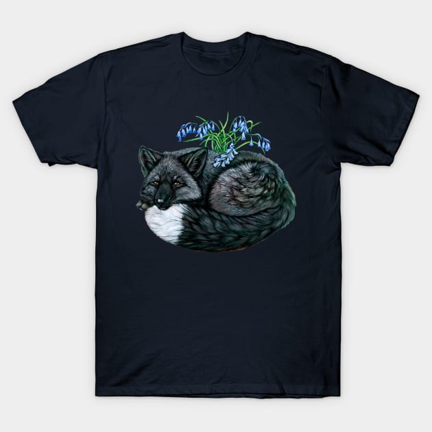 Silver Fox with Bluebells T-Shirt by Pip Tacla